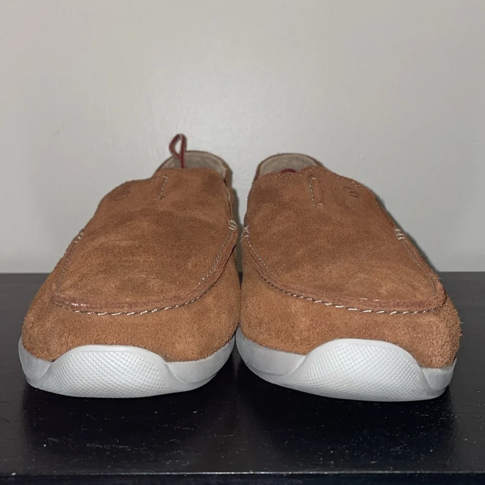 Clarks Mens 13 Gorwin Step Suede Slip On Loafers‎ Shoes Tac System Moc Brown Fur